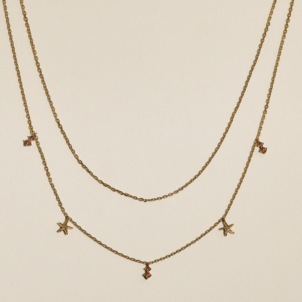 Starfish Double Chain Necklace in Gold-Astrid &amp; Miyu