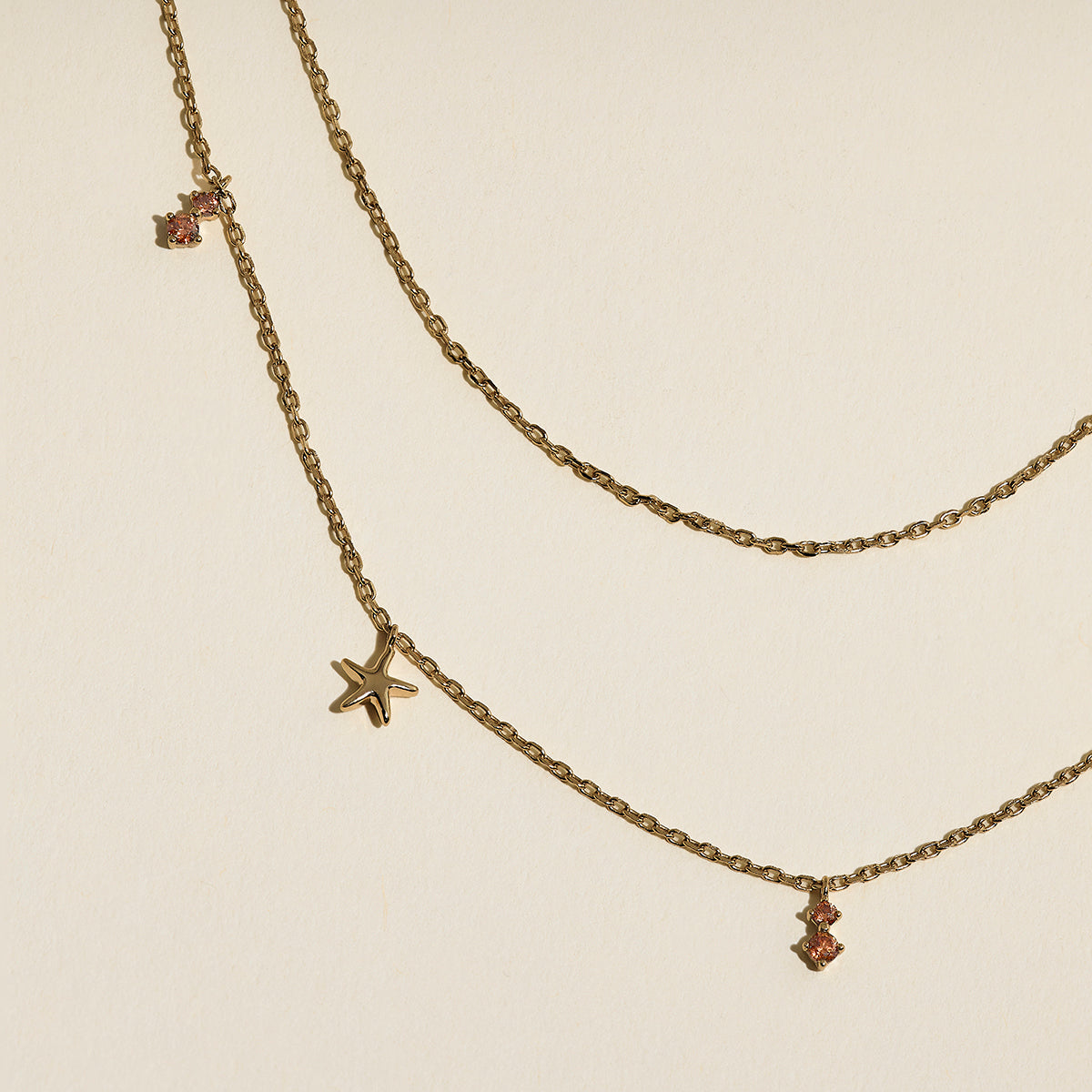 Starfish Double Chain Necklace in Gold-Astrid &amp; Miyu