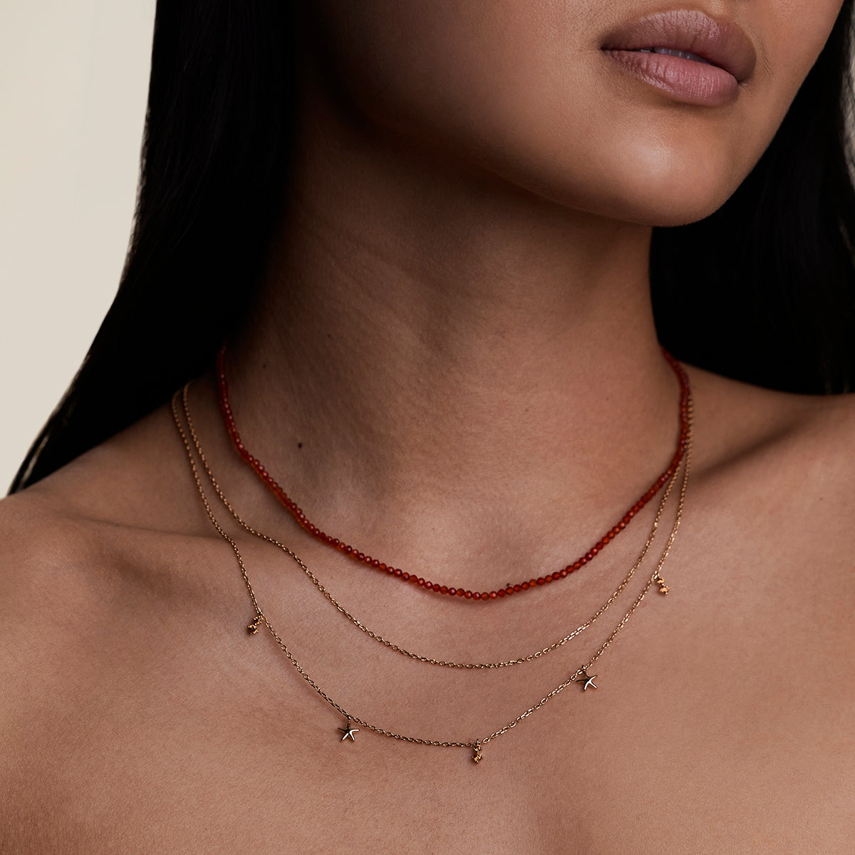 Starfish Double Chain Necklace in Gold-Astrid &amp; Miyu