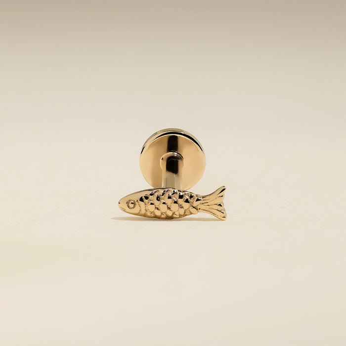 Fish Piercing Stud in Solid Gold-Astrid &amp; Miyu