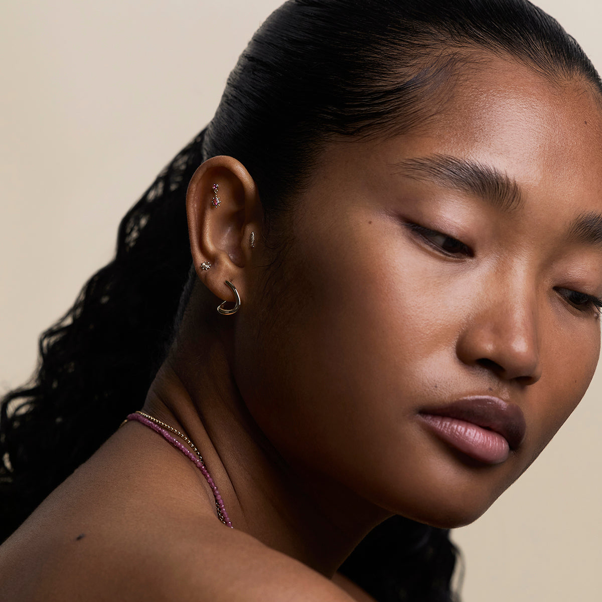 Fish Piercing Stud in Solid Gold-Astrid &amp; Miyu