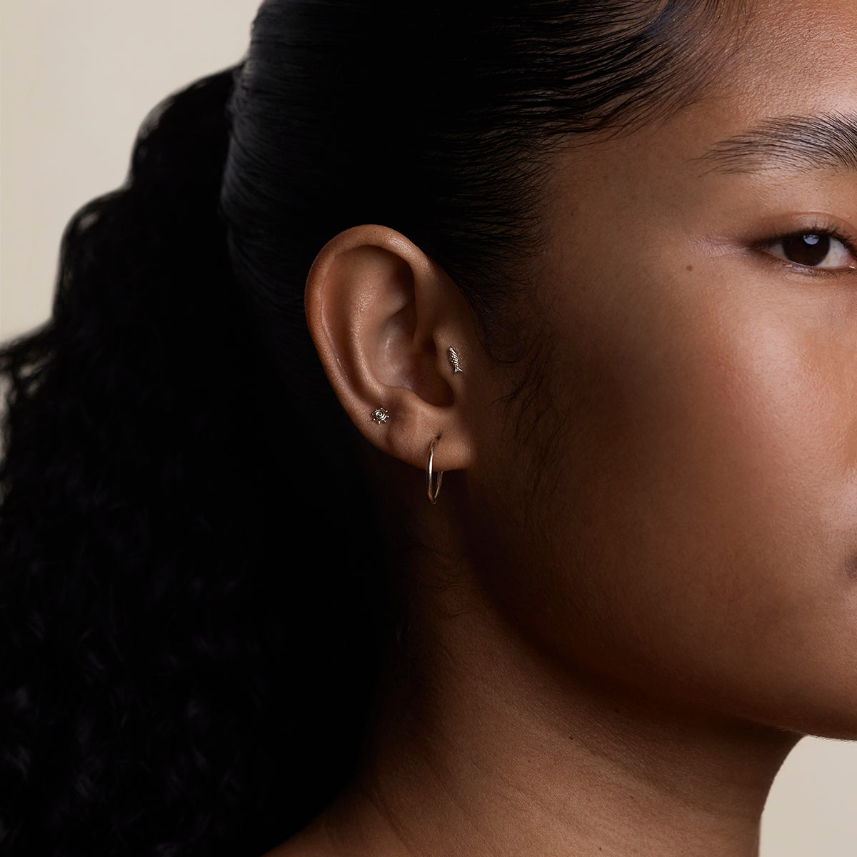 Fish Piercing Stud in Solid Gold-Astrid &amp; Miyu