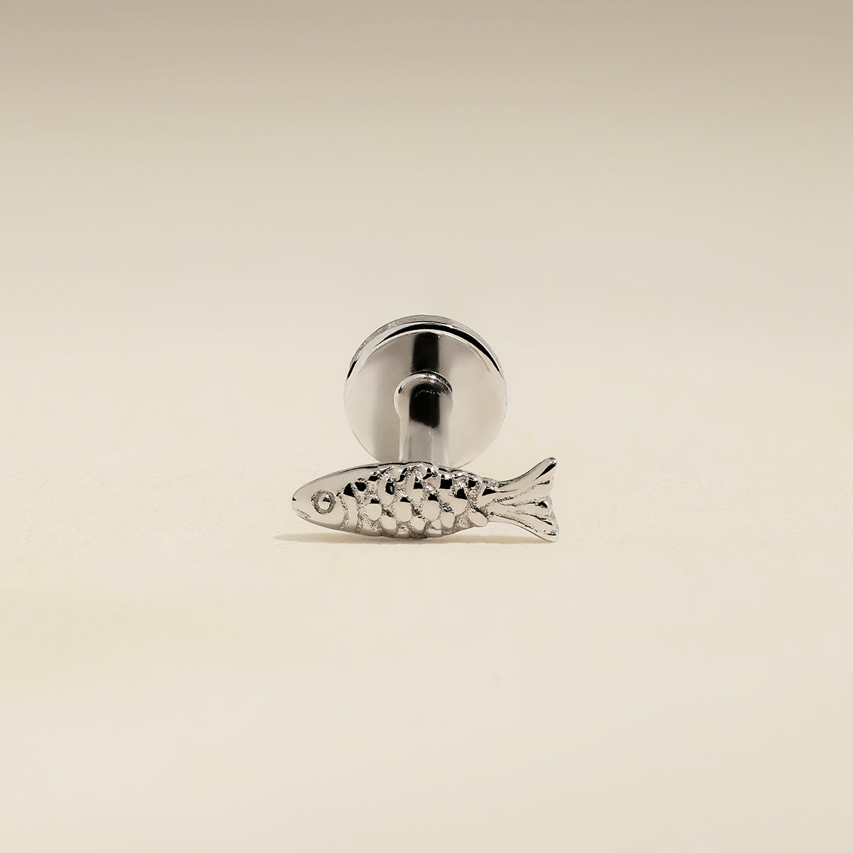 Fish Piercing Stud in Solid White Gold-Astrid &amp; Miyu