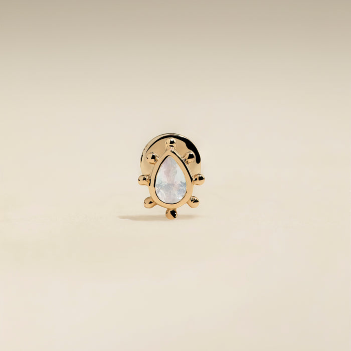 Moonstone Beaded Piercing Stud in Solid Gold-Astrid &amp; Miyu