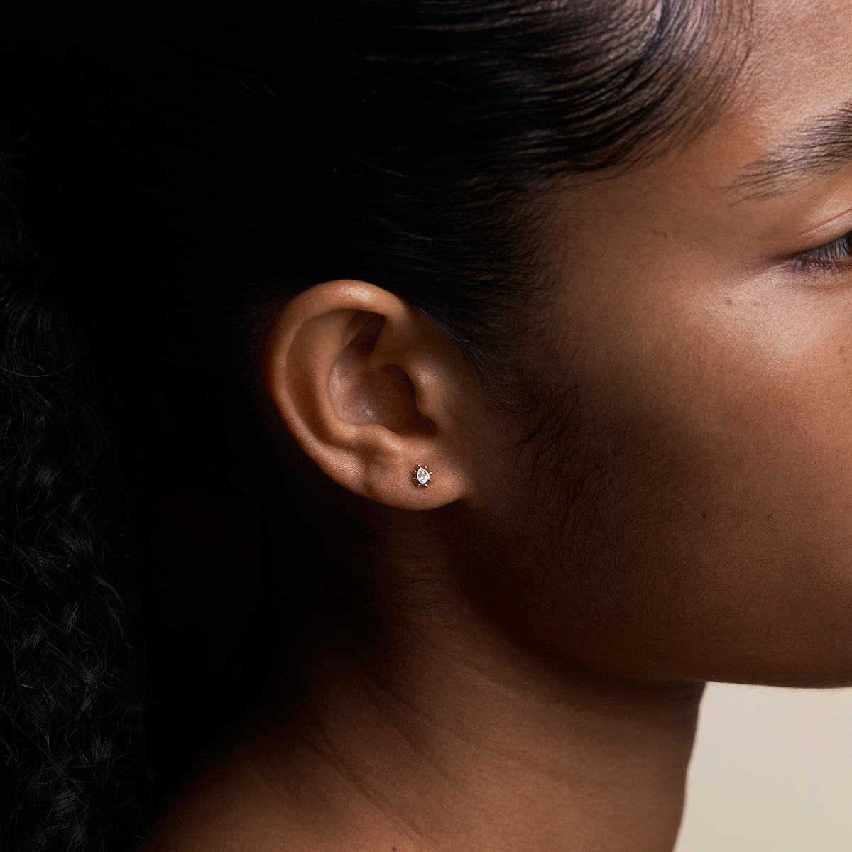 Moonstone Beaded Piercing Stud in Solid Gold-Astrid &amp; Miyu