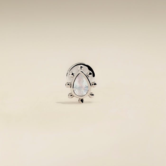 Moonstone Beaded Piercing Stud in Solid White Gold-Astrid &amp; Miyu