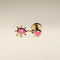 Pink Sapphire Beaded Charm Piercing Stud in Solid Gold-Astrid &amp; Miyu