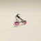 Pink Sapphire Beaded Charm Piercing Stud in Solid White Gold-Astrid &amp; Miyu