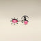 Pink Sapphire Beaded Charm Piercing Stud in Solid White Gold-Astrid &amp; Miyu