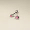 Pink Sapphire Beaded Charm Piercing Stud in Solid White Gold-Astrid &amp; Miyu