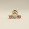 Moonstone & Padparadscha Cluster Piercing Stud in Solid Gold-Astrid &amp; Miyu