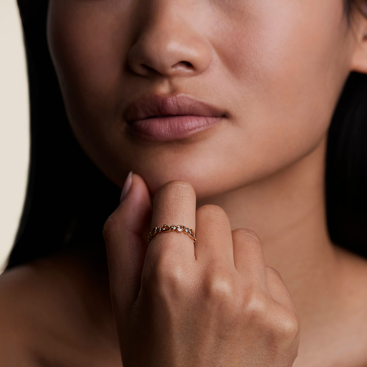 Sunset Pear Band Ring in Gold-Astrid &amp; Miyu