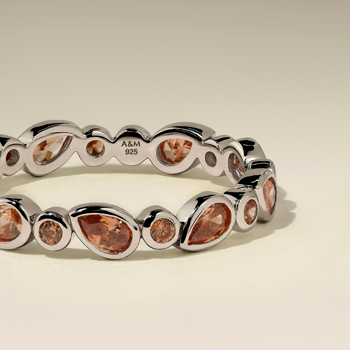 Sunset Pear Band Ring in Silver-Astrid &amp; Miyu