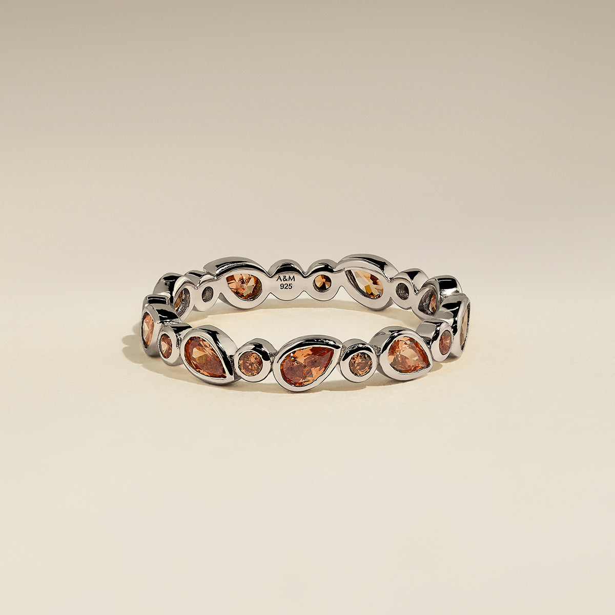 Sunset Pear Band Ring in Silver-Astrid &amp; Miyu