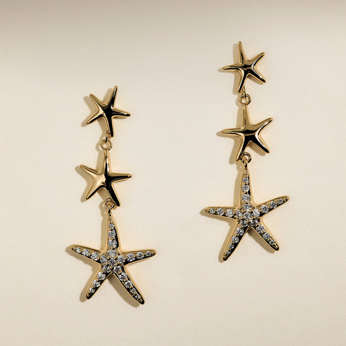 Starfish Drop Studs in Gold-Astrid &amp; Miyu