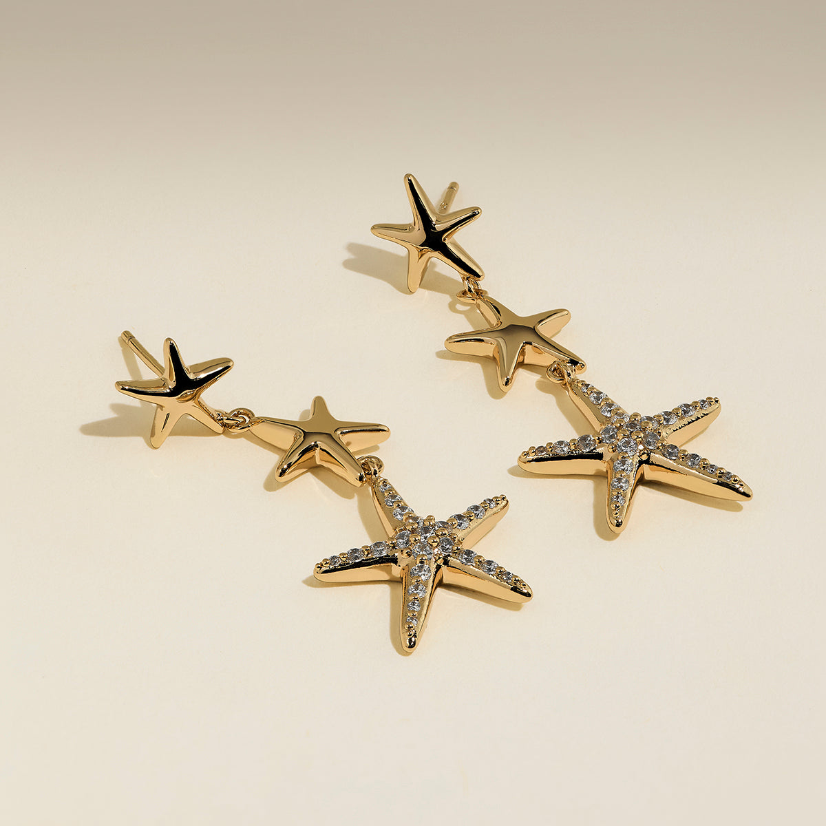 Starfish Drop Studs in Gold-Astrid &amp; Miyu