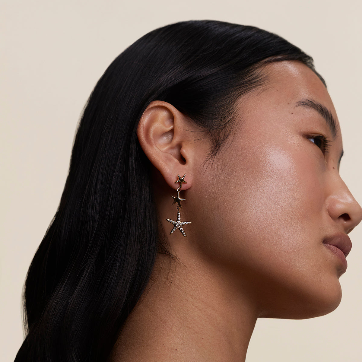 Starfish Drop Studs in Gold-Astrid &amp; Miyu