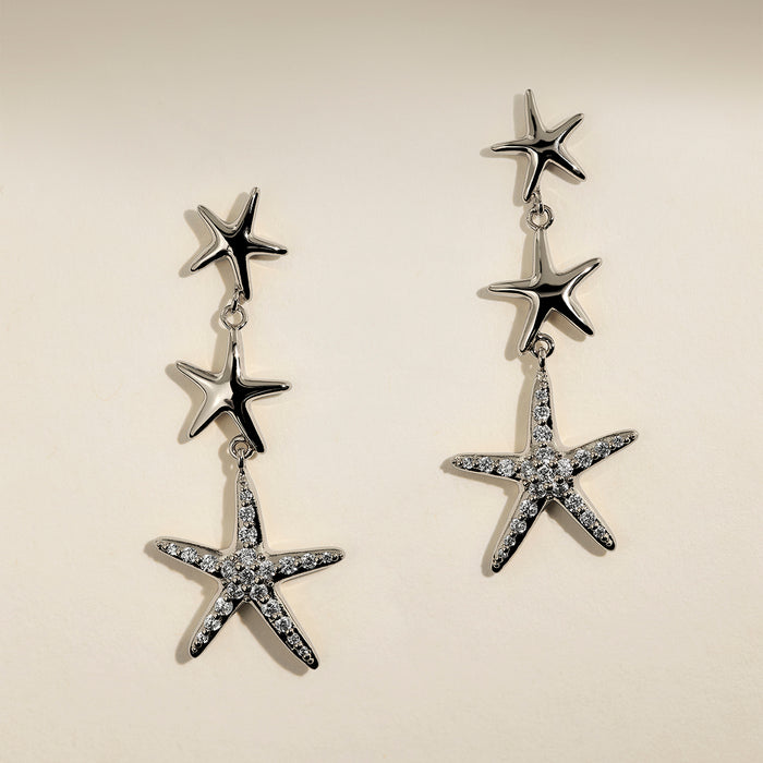Starfish Drop Studs in Silver-Astrid &amp; Miyu