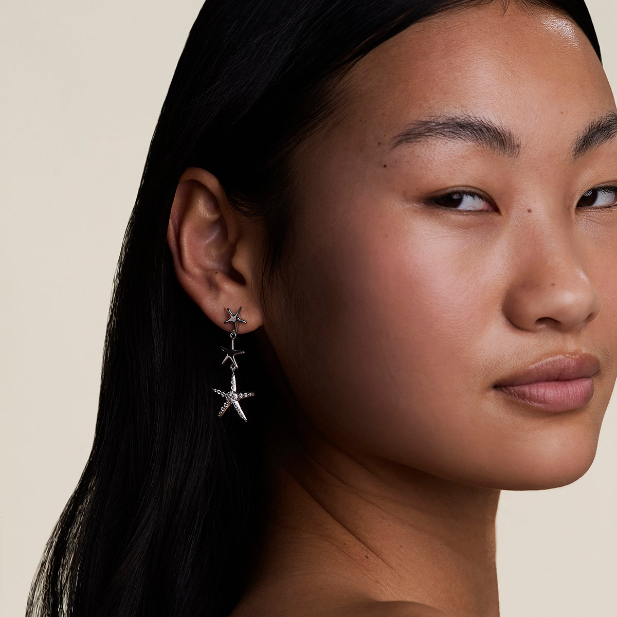 Starfish Drop Studs in Silver-Astrid &amp; Miyu