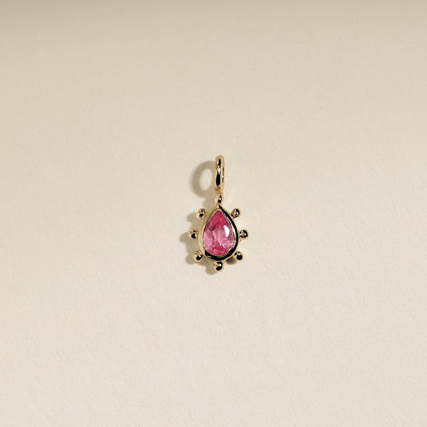 Pink Sapphire Beaded Charm 9k Gold-Astrid &amp; Miyu