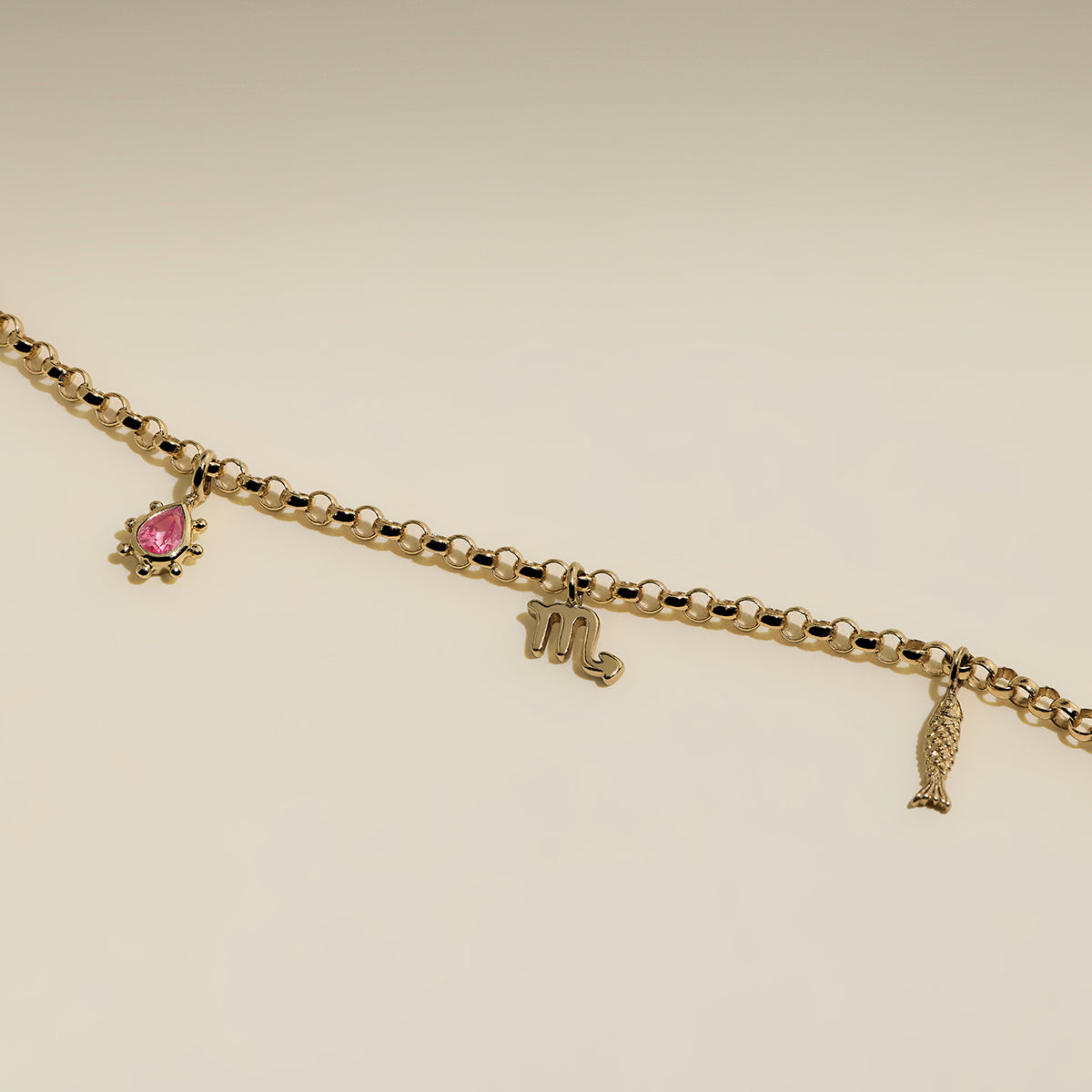 Pink Sapphire Beaded Charm 9k Gold-Astrid &amp; Miyu
