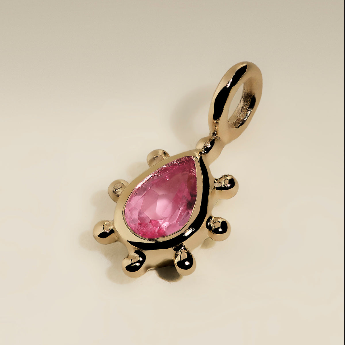 Pink Sapphire Beaded Charm 9k Gold-Astrid &amp; Miyu