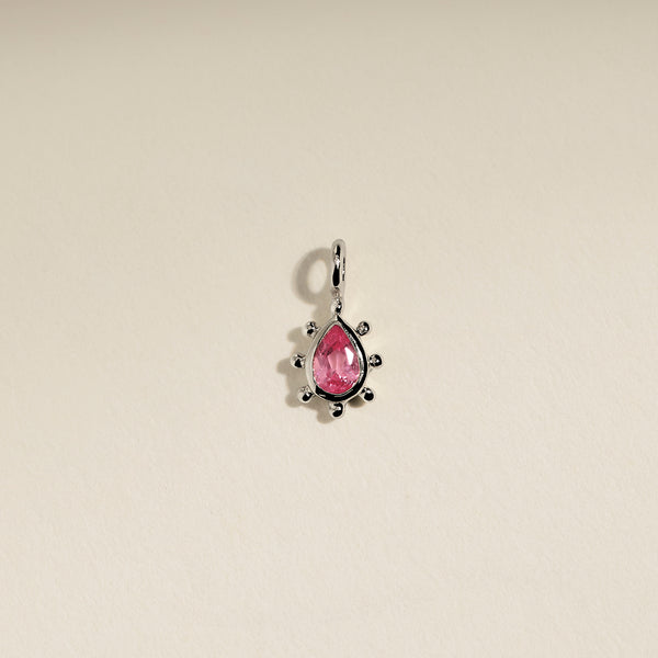 Pink Sapphire Beaded Charm 9k White Gold-Astrid &amp; Miyu