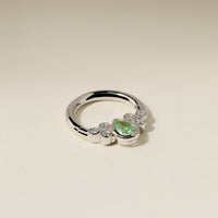 Diamond & Green Sapphire Pear Daith Hoop in Solid White Gold-Astrid &amp; Miyu