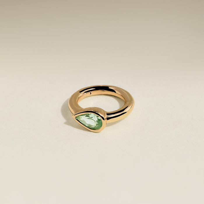Green Sapphire Pear Seamless Piercing Hoop in Solid Gold-Astrid &amp; Miyu