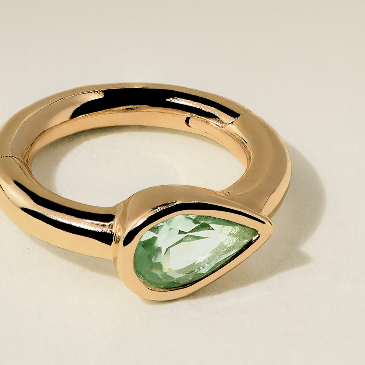 Green Sapphire Pear Seamless Piercing Hoop in Solid Gold-Astrid &amp; Miyu