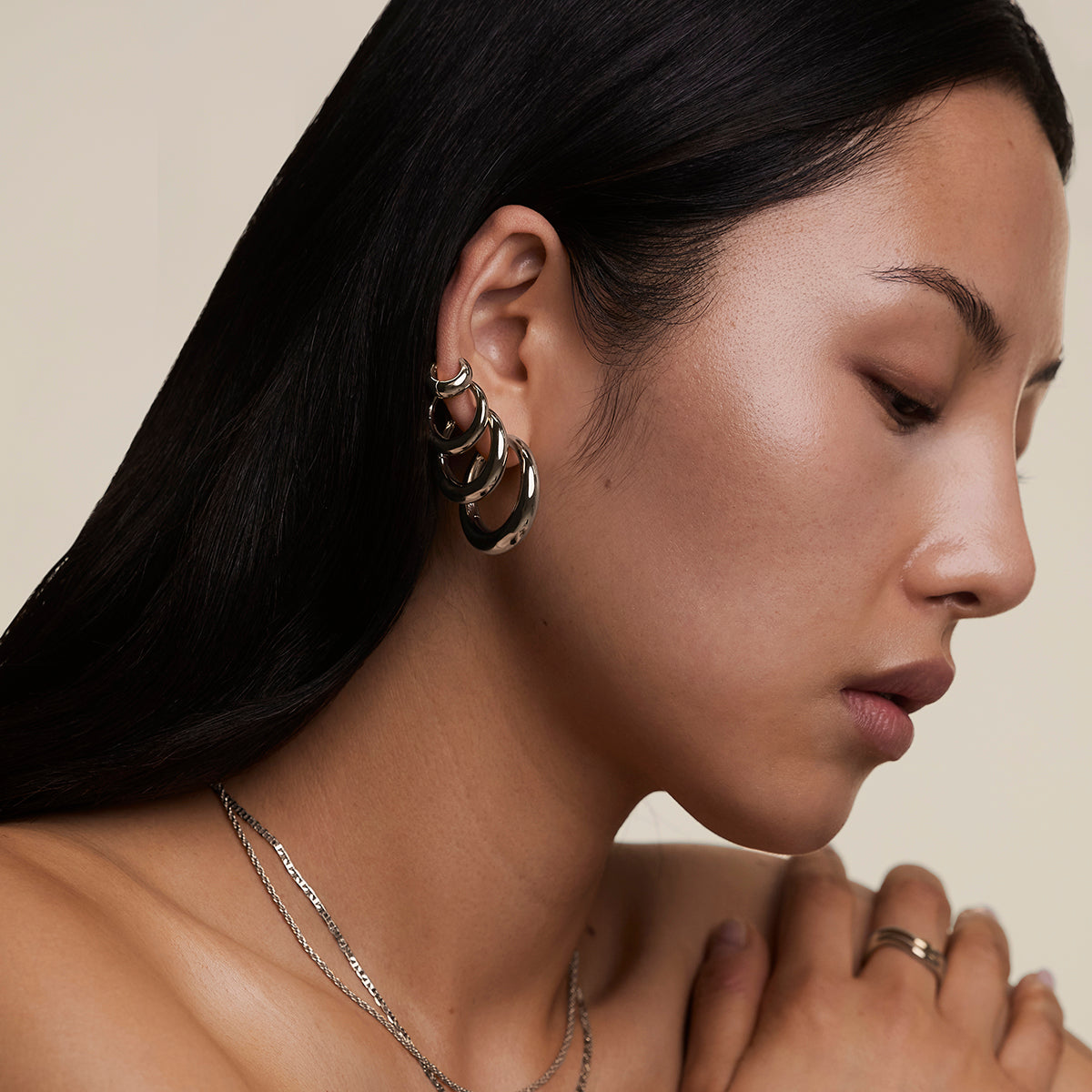 Dome XL Hoops in Silver-Astrid &amp; Miyu