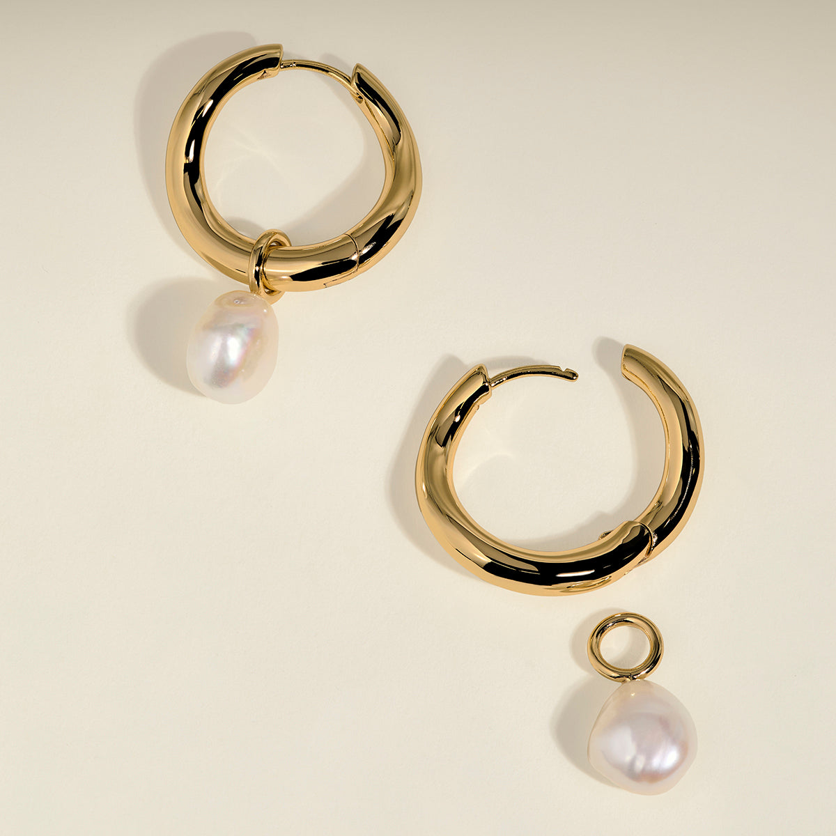 Serenity Pearl Charm XL Hoops in Gold-Astrid &amp; Miyu