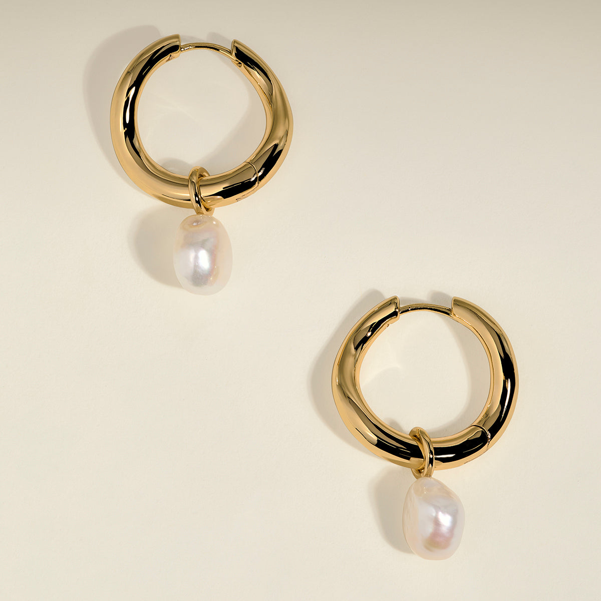 Serenity Pearl Charm XL Hoops in Gold-Astrid &amp; Miyu