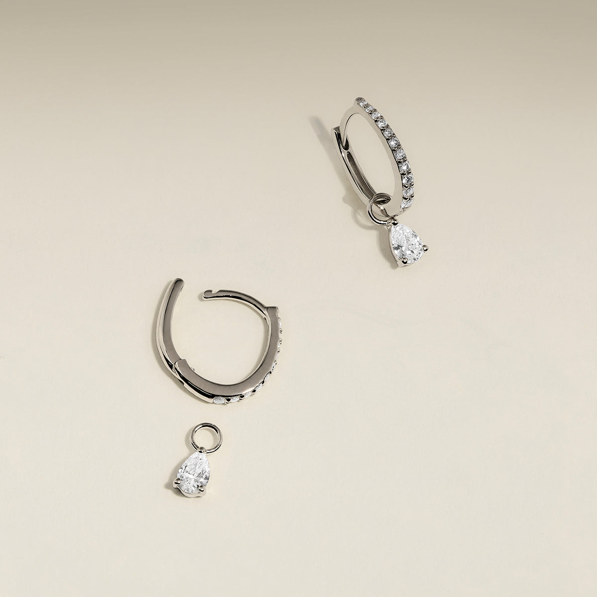 Diamond April Earring Charm in Solid White Gold-Astrid &amp; Miyu