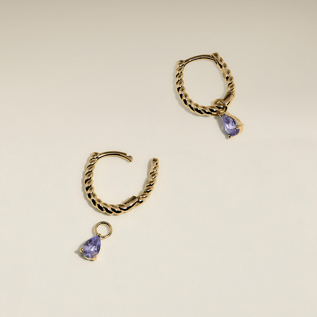 Tanzanite December Earring Charm in Solid Gold-Astrid &amp; Miyu