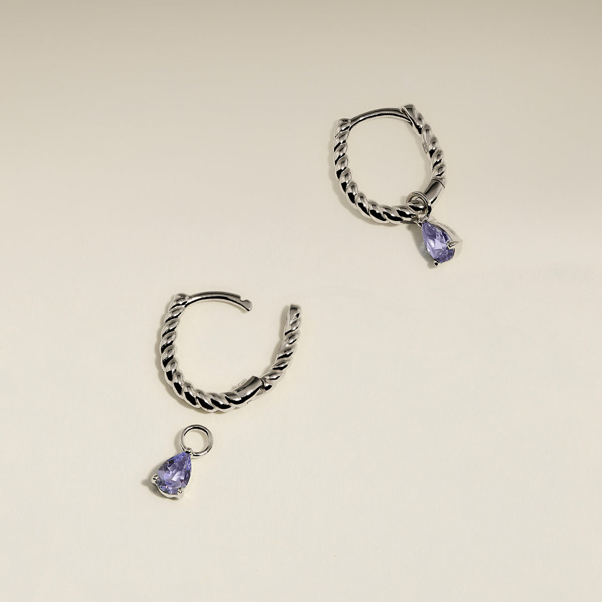 Tanzanite December Earring Charm in Solid White Gold-Astrid &amp; Miyu
