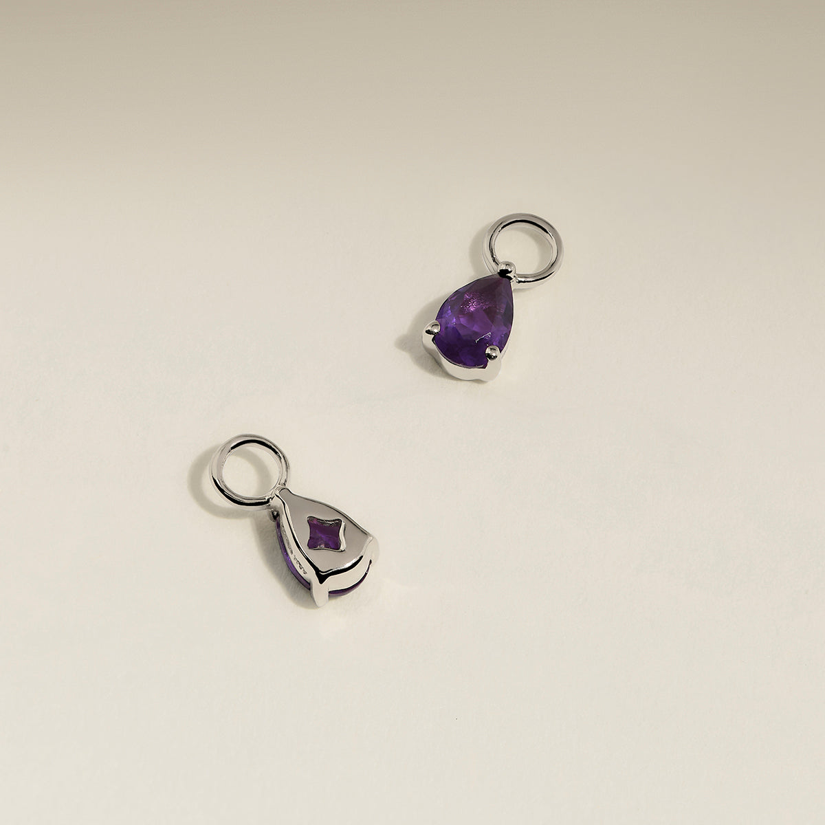 Amethyst February Earring Charm in Solid White Gold-Astrid &amp; Miyu