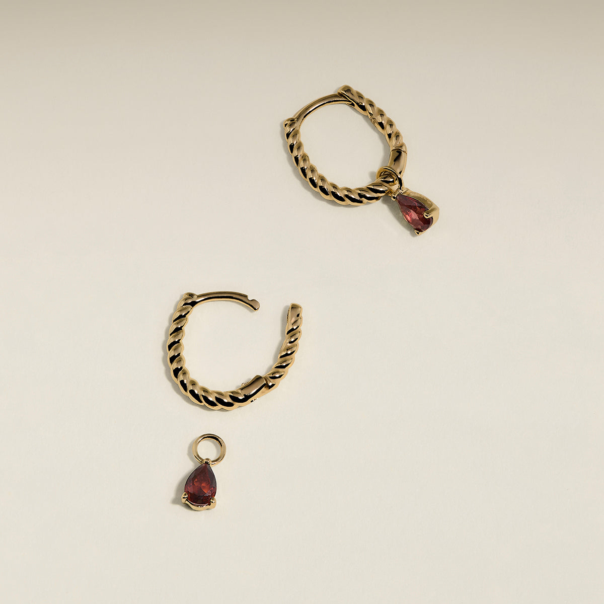 Garnet January Earring Charm in Solid Gold-Astrid &amp; Miyu