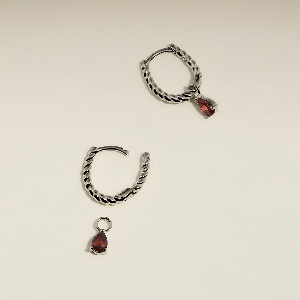 Garnet January Earring Charm in Solid White Gold-Astrid &amp; Miyu