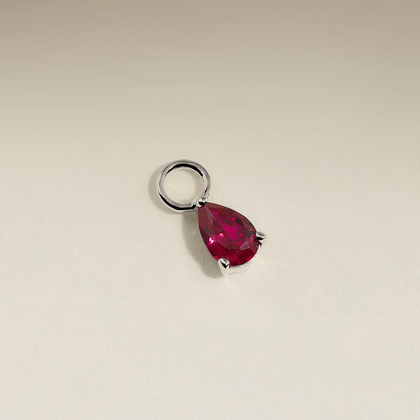 Ruby July Earring Charm in Solid White Gold-Astrid &amp; Miyu