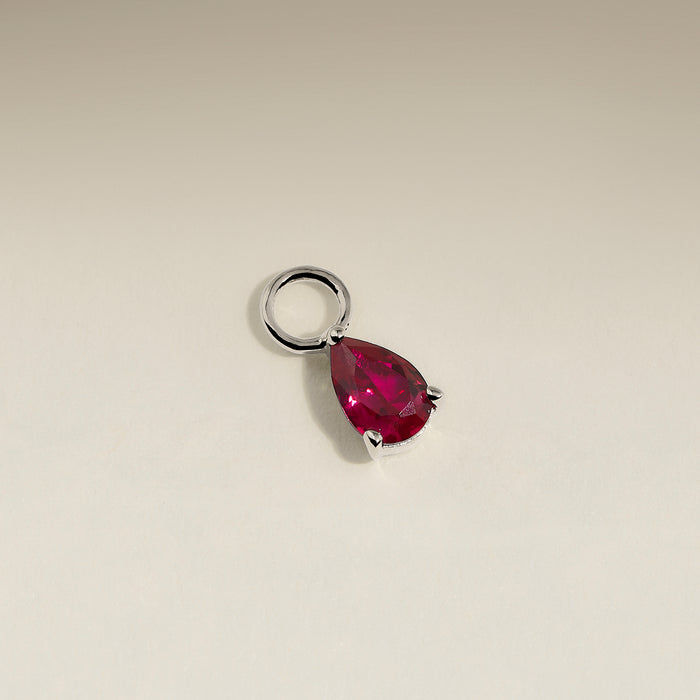Ruby July Earring Charm in Solid White Gold-Astrid &amp; Miyu
