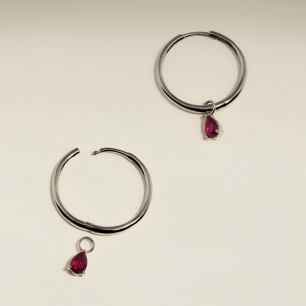Ruby July Earring Charm in Solid White Gold-Astrid &amp; Miyu