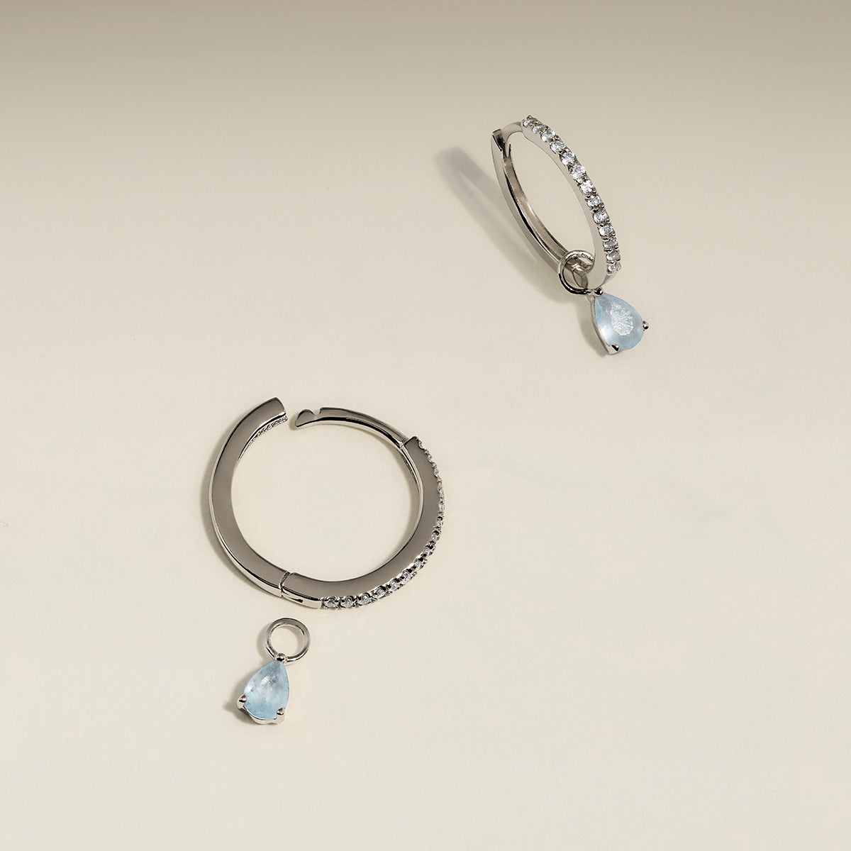 Aquamarine March Earring Charm in Solid White Gold-Astrid &amp; Miyu