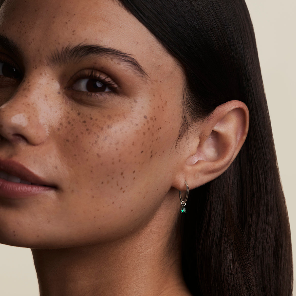 Emerald May Earring Charm in Solid White Gold-Astrid &amp; Miyu