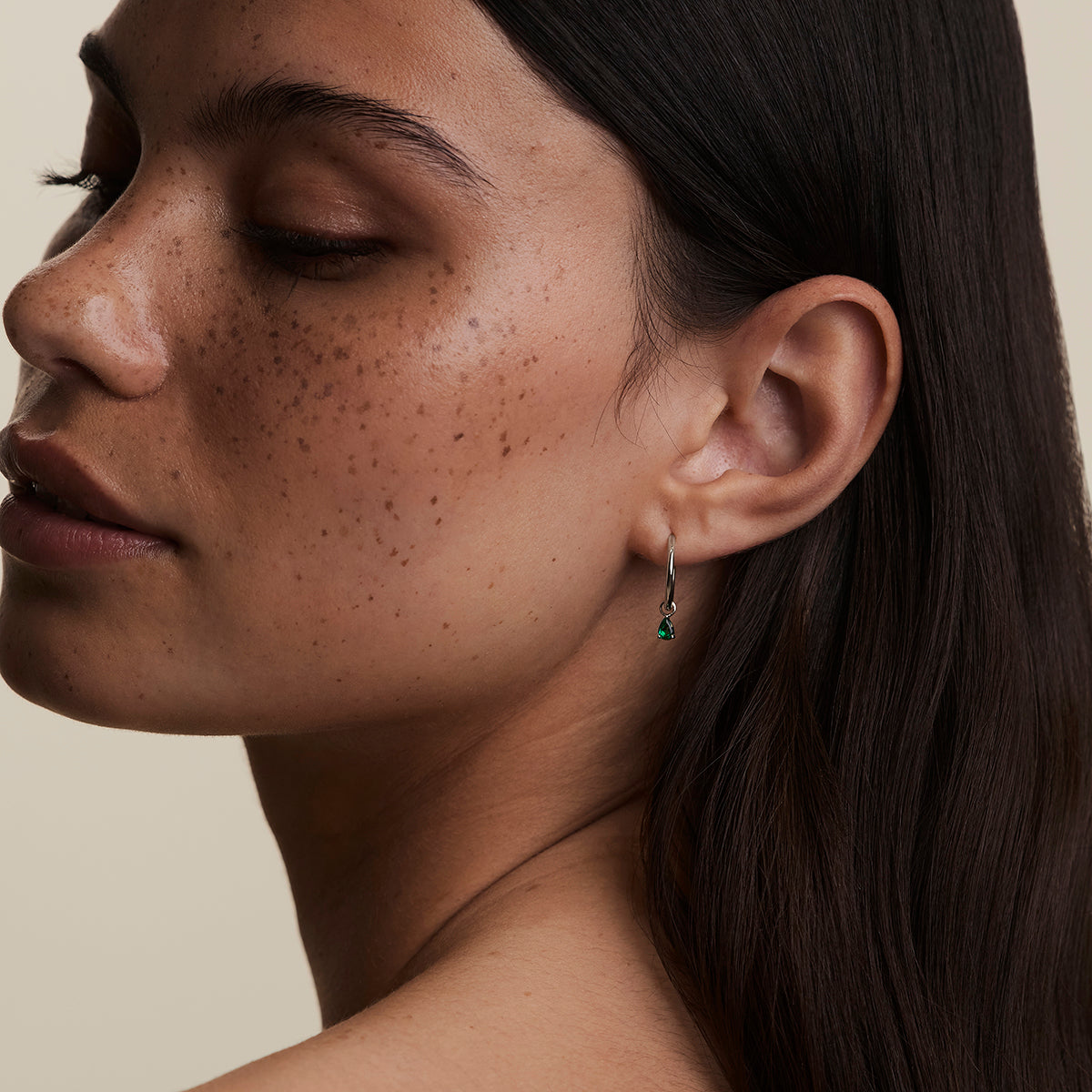 Emerald May Earring Charm in Solid White Gold-Astrid &amp; Miyu