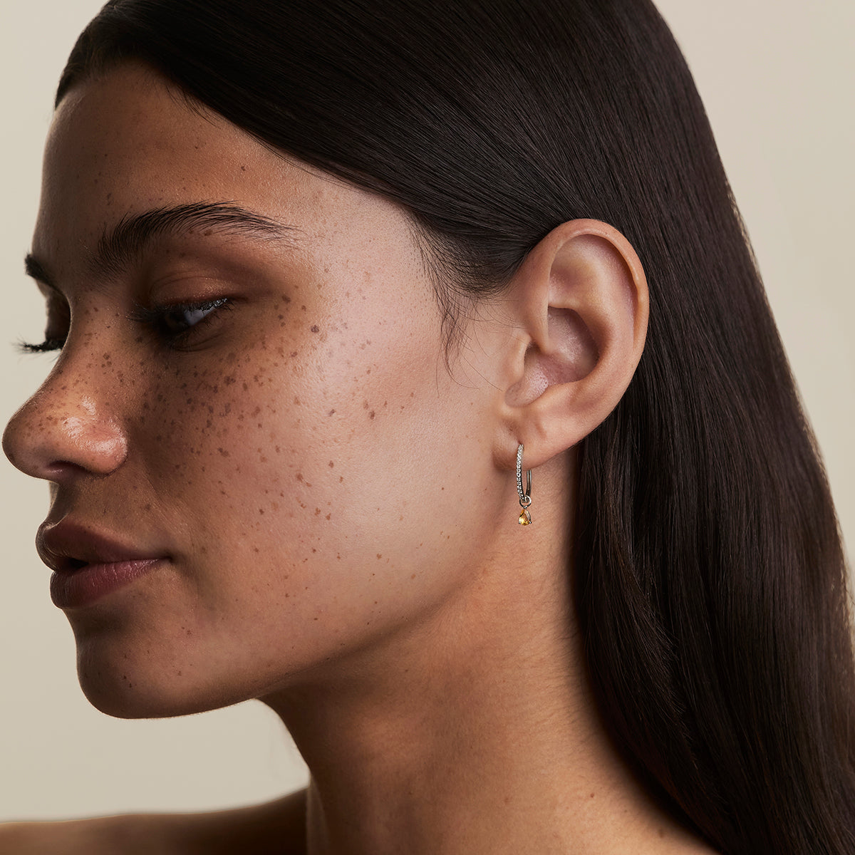Citrine November Earring Charm in Solid White Gold-Astrid &amp; Miyu