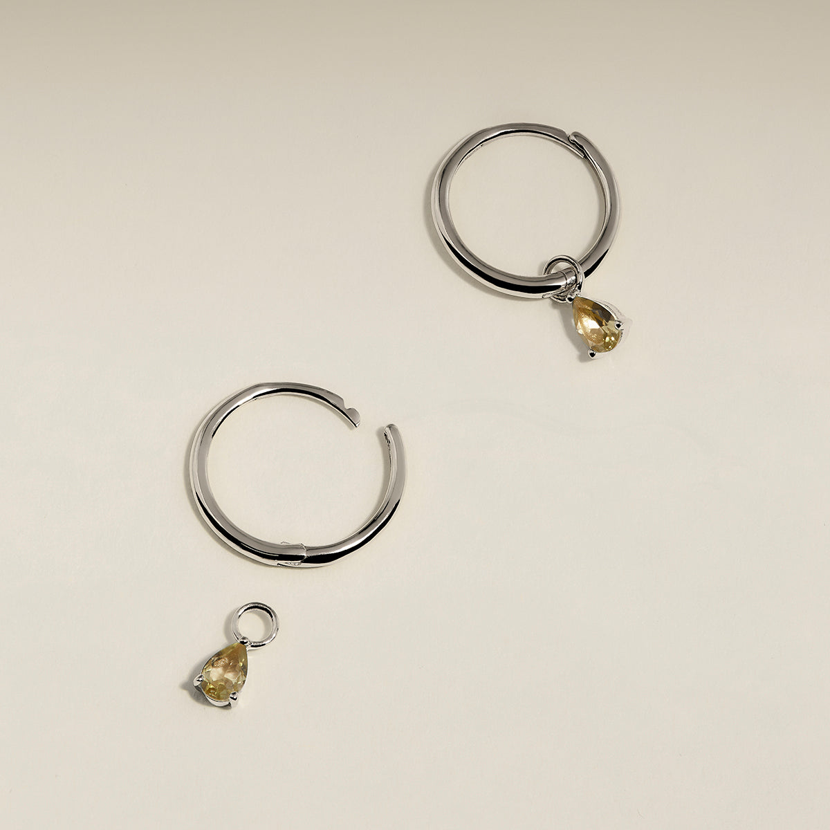 Citrine November Earring Charm in Solid White Gold-Astrid &amp; Miyu