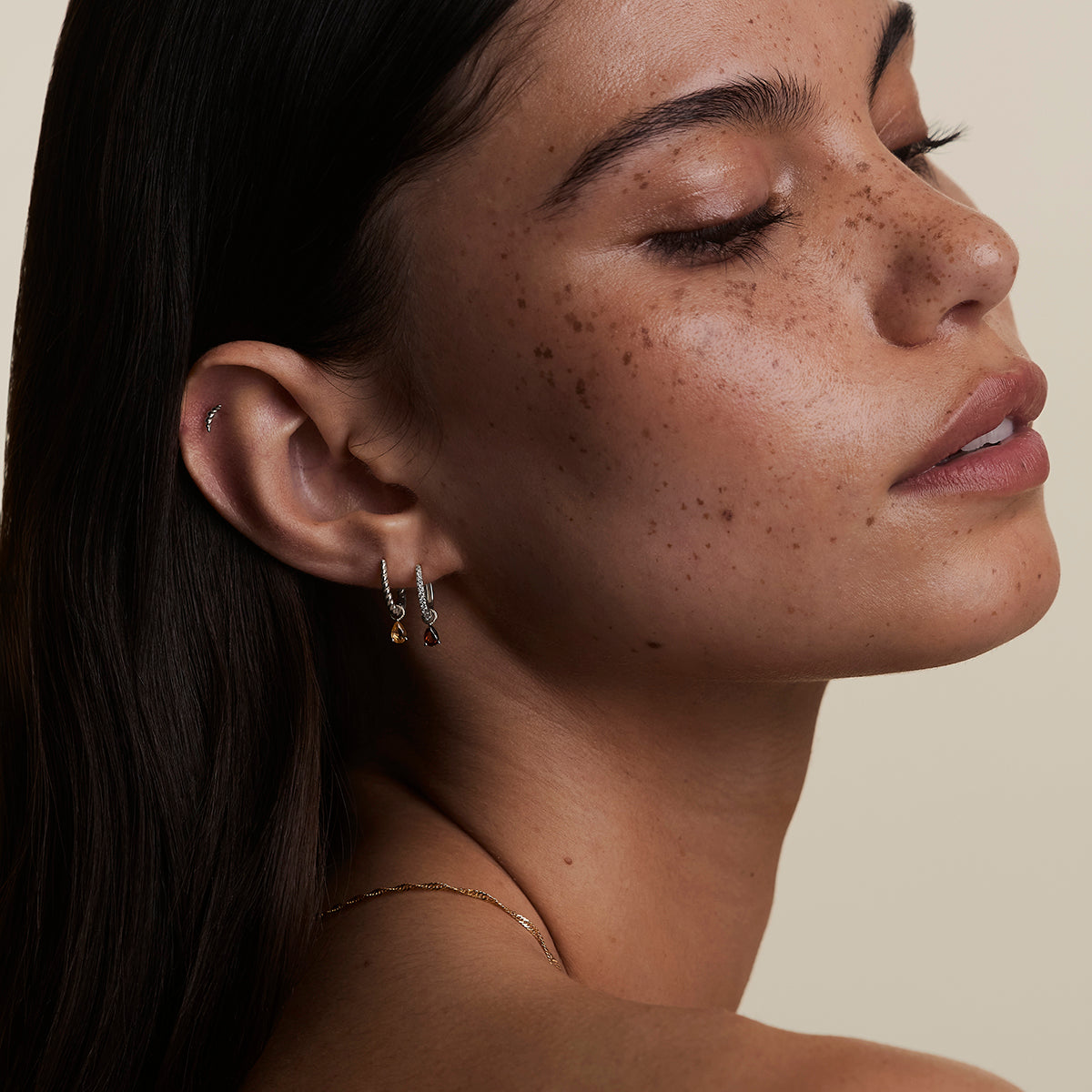 Citrine November Earring Charm in Solid White Gold-Astrid &amp; Miyu