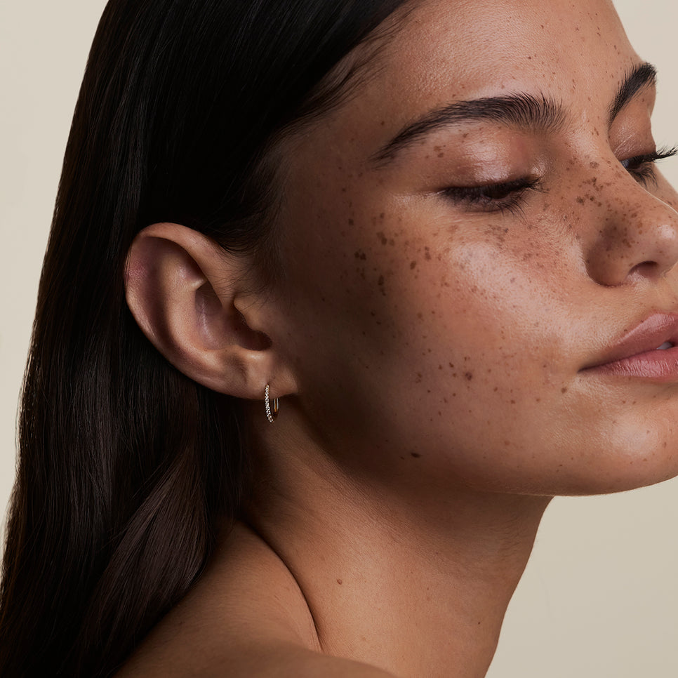 Diamond Pavé Huggies in Solid Gold-Astrid &amp; Miyu
