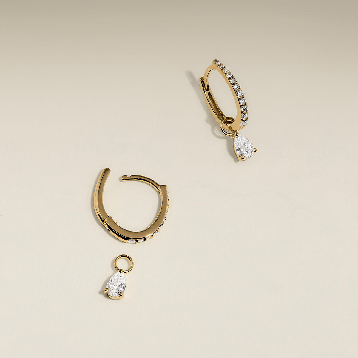 Diamond Pavé Huggies in Solid Gold-Astrid &amp; Miyu